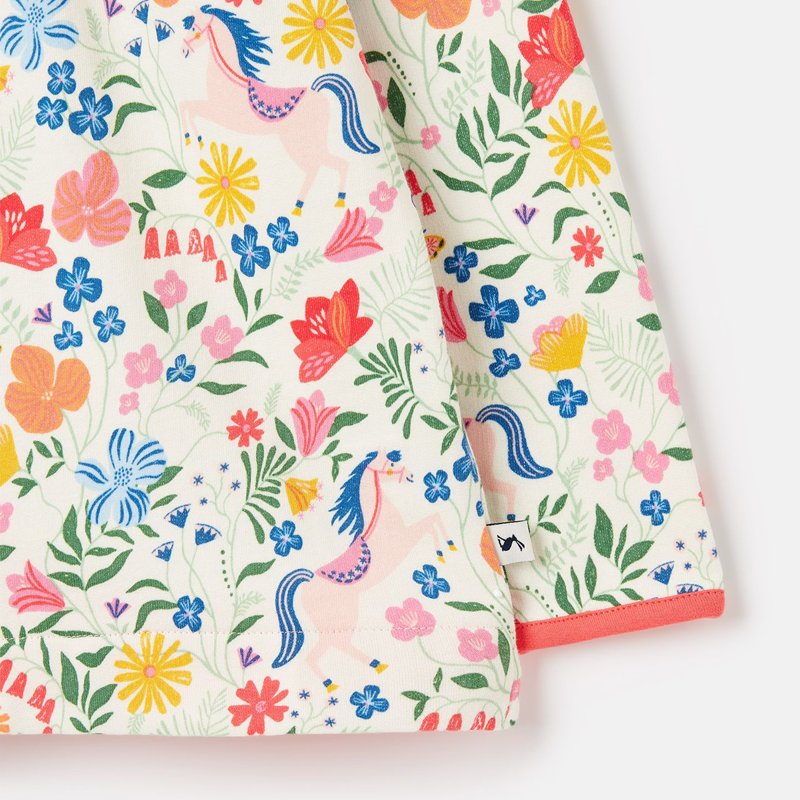 Joules Girl's Fairdale Printed Half Zip Sweatshirt - Horse Folk Floral-3